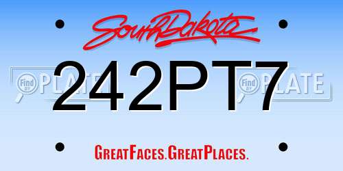 242PT7 South Dakota License Plate