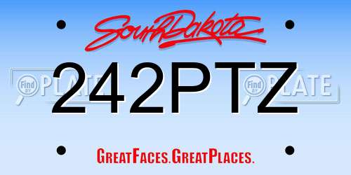 242PTZ South Dakota License Plate