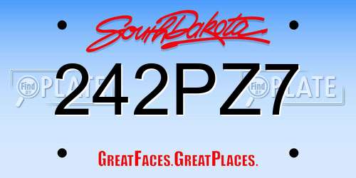 242PZ7 South Dakota License Plate