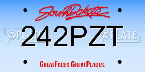 242PZT South Dakota License Plate