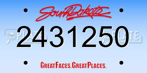 2431250 South Dakota License Plate