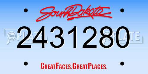 2431280 South Dakota License Plate