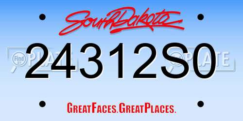 24312S0 South Dakota License Plate