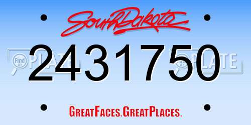 2431750 South Dakota License Plate