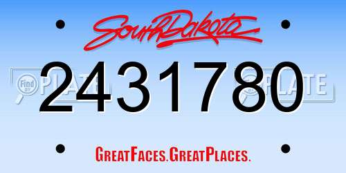 2431780 South Dakota License Plate