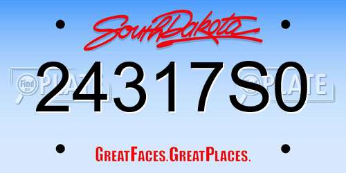 24317S0 South Dakota License Plate