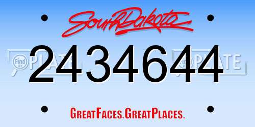 2434644 South Dakota License Plate