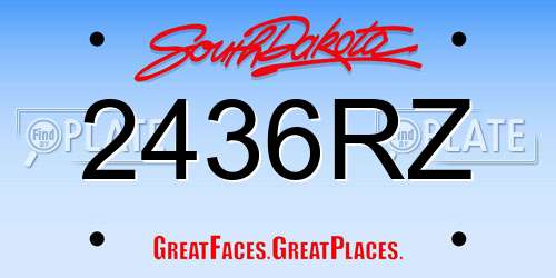 2436RZ South Dakota License Plate