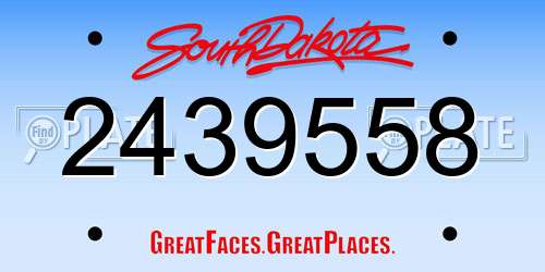 2439558 South Dakota License Plate