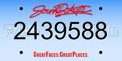 2439588 South Dakota License Plate