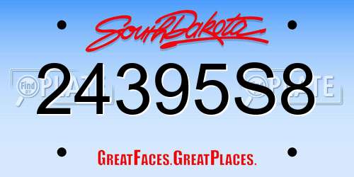 24395S8 South Dakota License Plate
