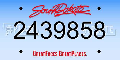 2439858 South Dakota License Plate