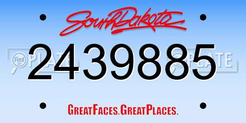2439885 South Dakota License Plate