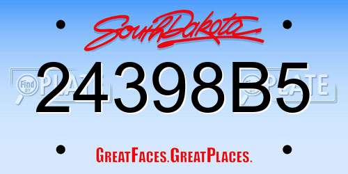 24398B5 South Dakota License Plate