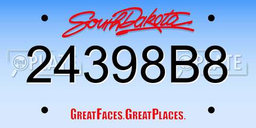 24398B8 South Dakota License Plate