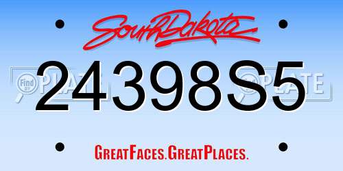 24398S5 South Dakota License Plate