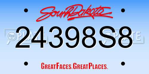 24398S8 South Dakota License Plate