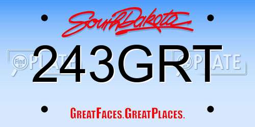 243GRT South Dakota License Plate
