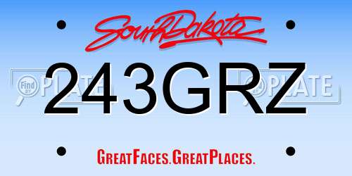 243GRZ South Dakota License Plate