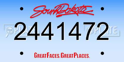 2441472 South Dakota License Plate