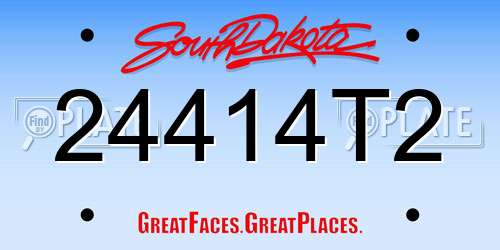 24414T2 South Dakota License Plate