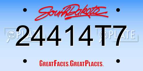 24414T7 South Dakota License Plate