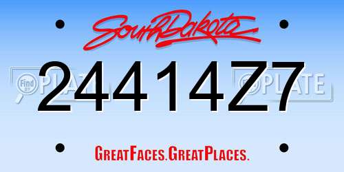 24414Z7 South Dakota License Plate