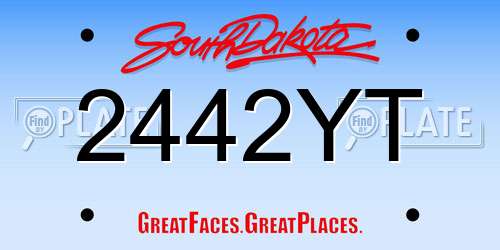 2442YT South Dakota License Plate
