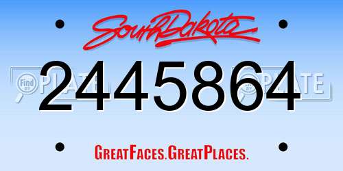 2445864 South Dakota License Plate