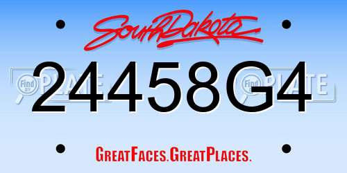 24458G4 South Dakota License Plate