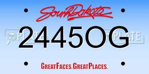 2445OG South Dakota License Plate