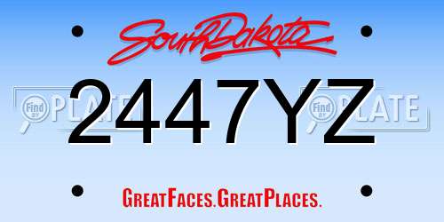 2447YZ South Dakota License Plate
