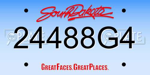 24488G4 South Dakota License Plate