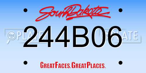244B06 South Dakota License Plate
