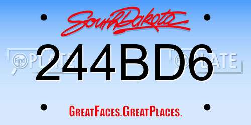 244BD6 South Dakota License Plate