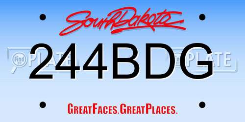 244BDG South Dakota License Plate