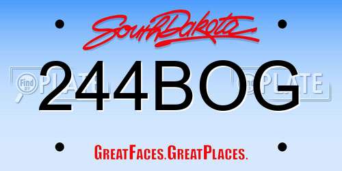 244BOG South Dakota License Plate
