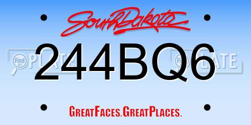244BQ6 South Dakota License Plate