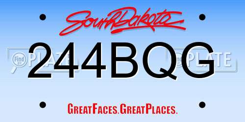 244BQG South Dakota License Plate
