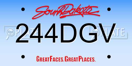 244DGV South Dakota License Plate