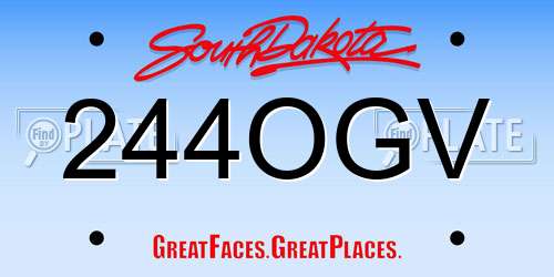 244OGV South Dakota License Plate