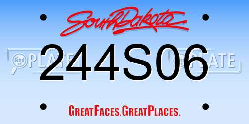 244S06 South Dakota License Plate