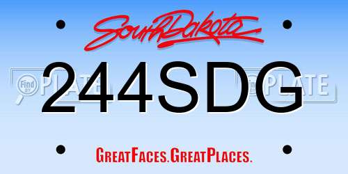 244SDG South Dakota License Plate