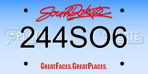 244SO6 South Dakota License Plate