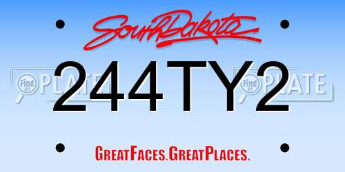 244TY2 South Dakota License Plate