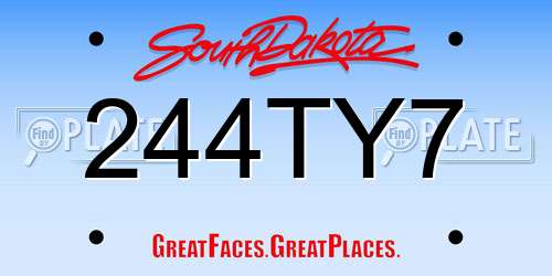 244TY7 South Dakota License Plate