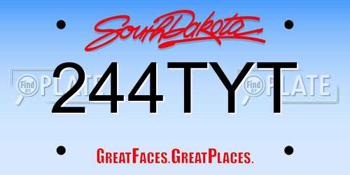244TYT South Dakota License Plate
