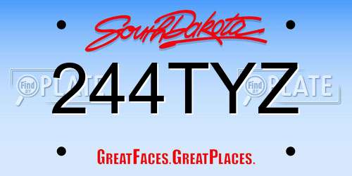 244TYZ South Dakota License Plate