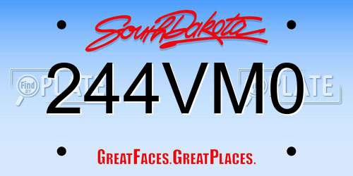 244VM0 South Dakota License Plate