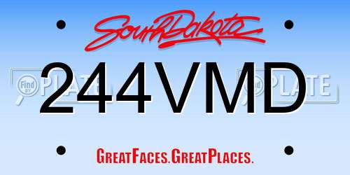244VMD South Dakota License Plate